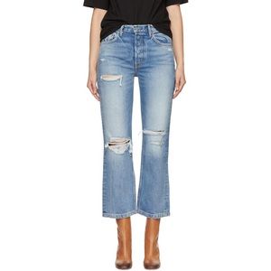 Grlfrnd Linda flared crop distressed jeans 27